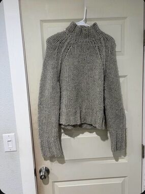 Abercrombie & Fitch Chunky Knit Turtleneck Sweater - Gray